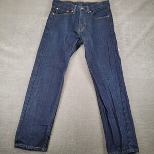 Levi's 505 Mens Regular Fit Straight Leg Jeans Dark Wash Blue Denim 32x30